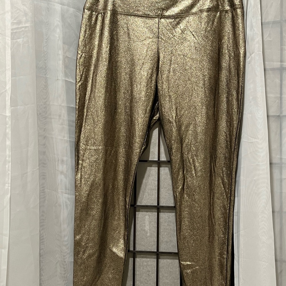 Athena Marie CHAMPAGNE METALLIC LEGGINGS, ACTIVE WEAR, WOMEN SIZE P/XL
